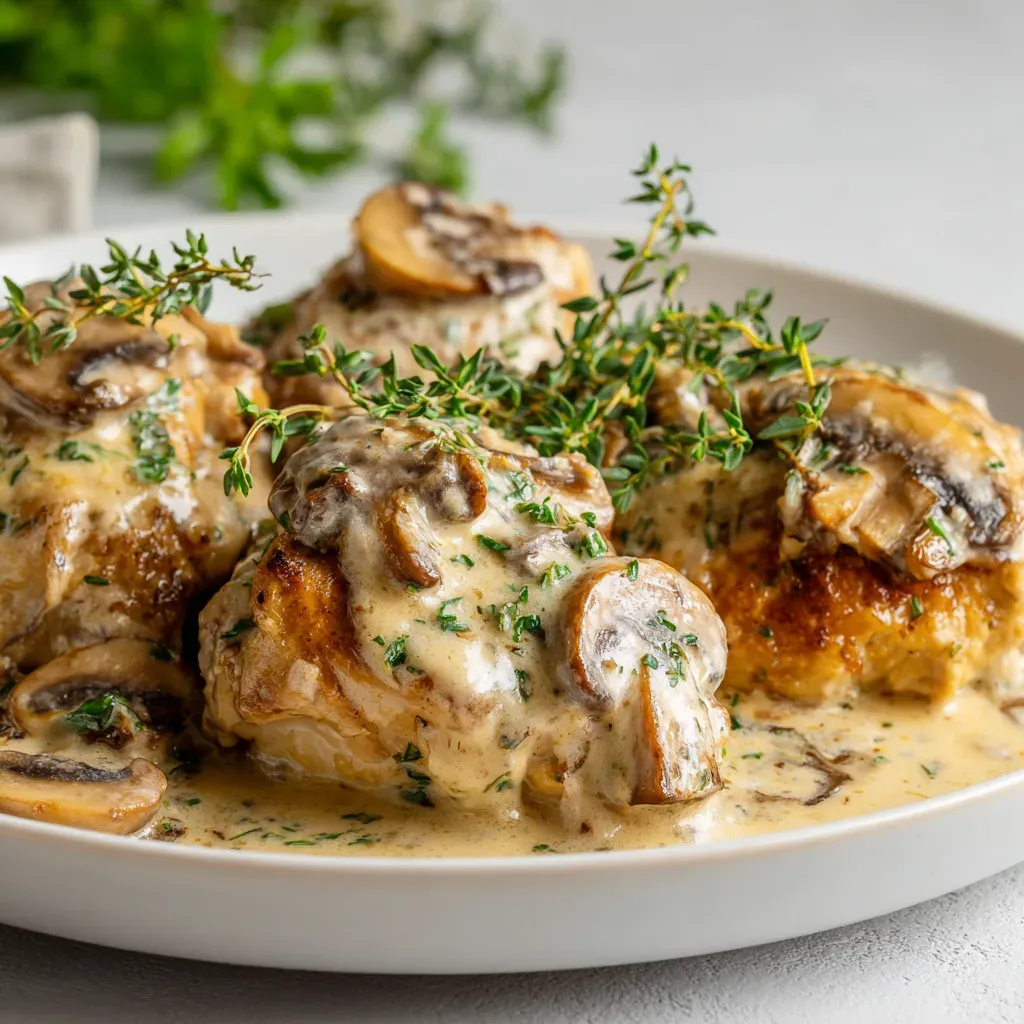 Crockpot Creamy Mushroom and Thyme Chicken is weeknight magic—creamy, cozy, hands-off. Make it tonight and save the recipe!