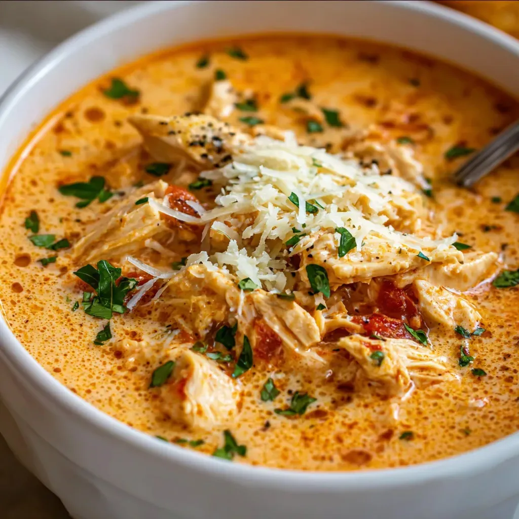 Crockpot Creamy Chicken Parmesan Soup